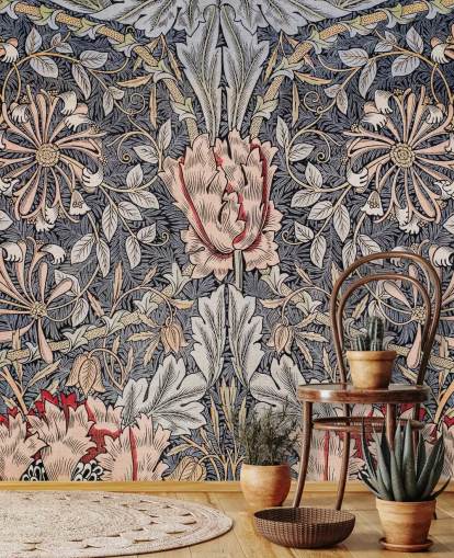 blå, rosa og rød vintage floral tapet blå, rosa og rød vintage floral tapet