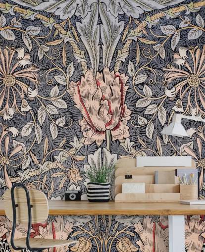 blå, rosa og rød vintage floral tapet blå, rosa og rød vintage floral tapet