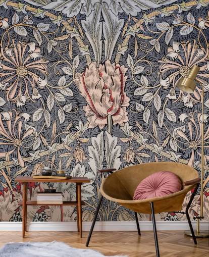 blå, rosa og rød vintage floral tapet blå, rosa og rød vintage floral tapet