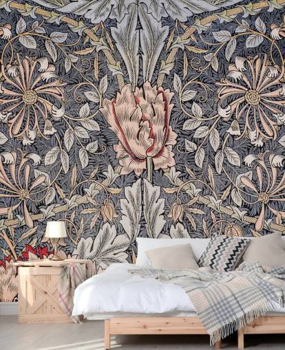 blå, rosa og rød vintage floral tapet blå, rosa og rød vintage floral tapet