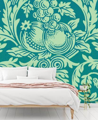 papel pintado con estampado vintage verde azulado y verde menta papel pintado con estampado vintage verde azulado y verde menta