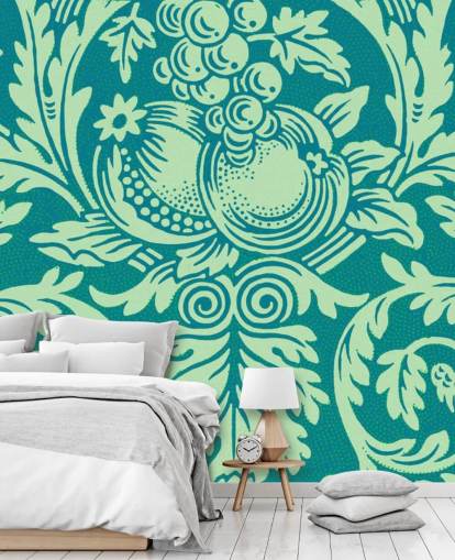 papel pintado con estampado vintage verde azulado y verde menta papel pintado con estampado vintage verde azulado y verde menta