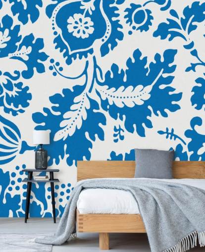 blue and white floral pattern wallpaper