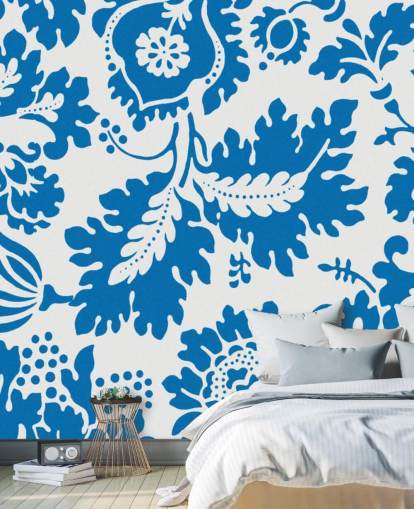 papier peint à motifs floraux bleu et blanc papier peint à motifs floraux bleu et blanc