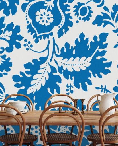 blue and white floral pattern wallpaper