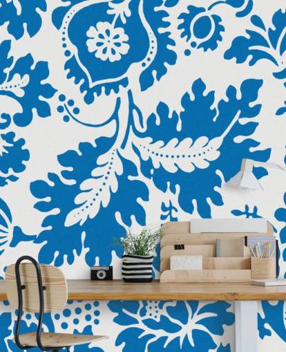 blue and white floral pattern wallpaper