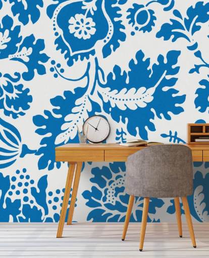 blue and white floral pattern wallpaper
