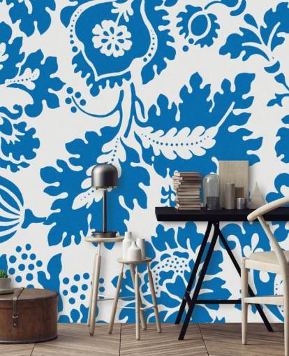 papier peint à motifs floraux bleu et blanc papier peint à motifs floraux bleu et blanc