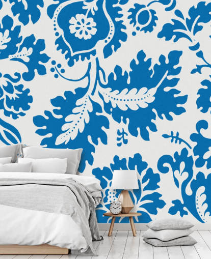 blaue und weiße Blumenmustertapete blaue und weiße Blumenmustertapete