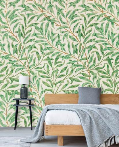 groene bladeren op wit achtergrondbehang