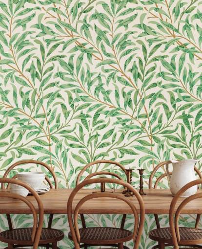 groene bladeren op wit achtergrondbehang