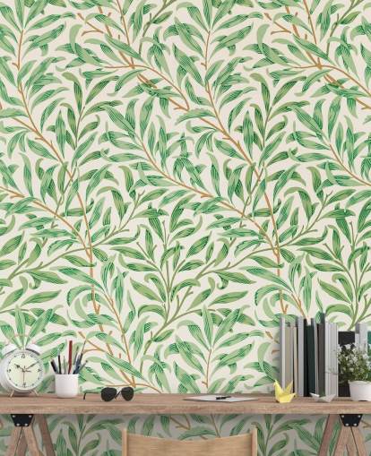 green leaves on white background wallpaper