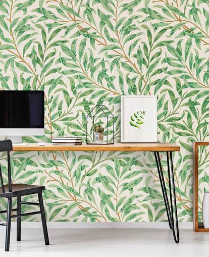 green leaves on white background wallpaper