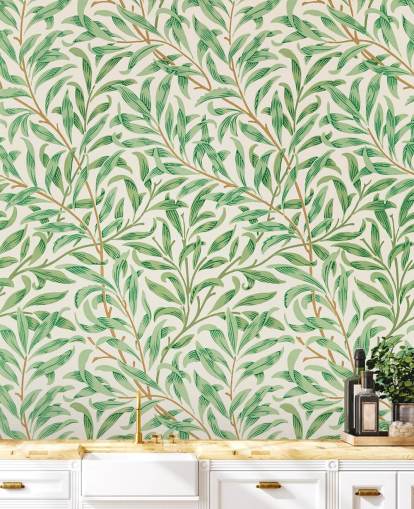 green leaves on white background wallpaper