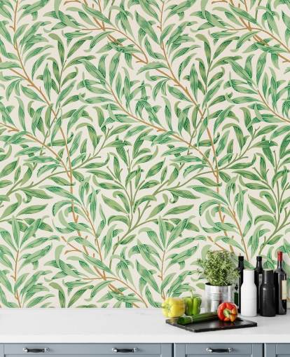 green leaves on white background wallpaper