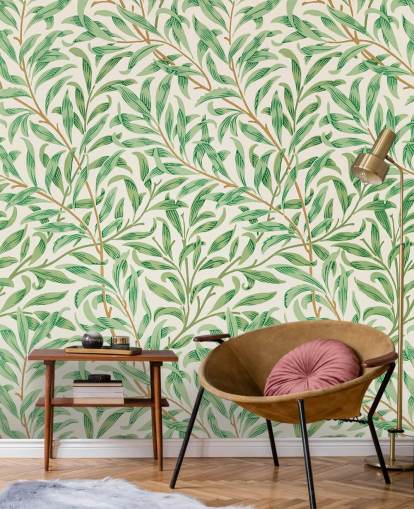 green leaves on white background wallpaper