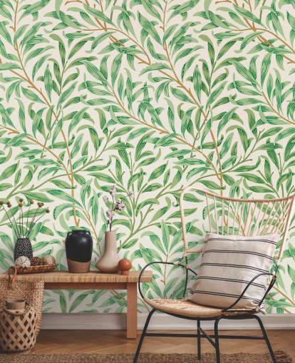 green leaves on white background wallpaper