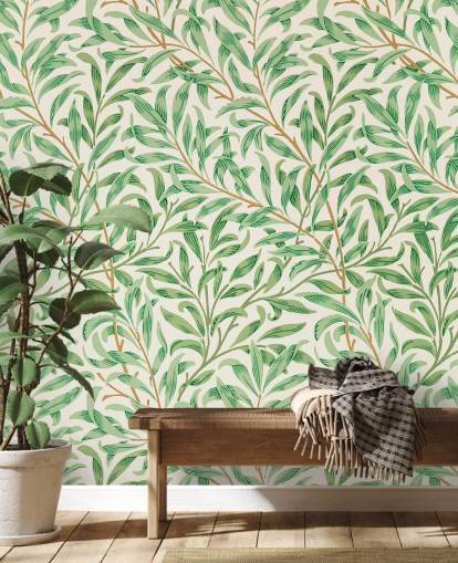 green leaves on white background wallpaper
