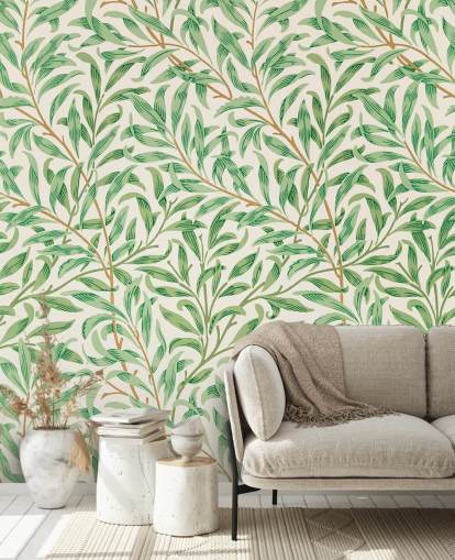 green leaves on white background wallpaper