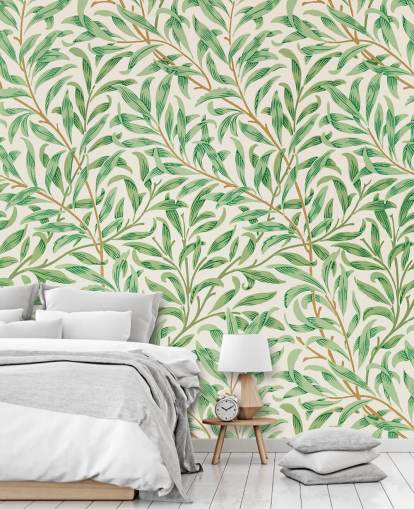 folhas verdes no papel de parede de fundo branco