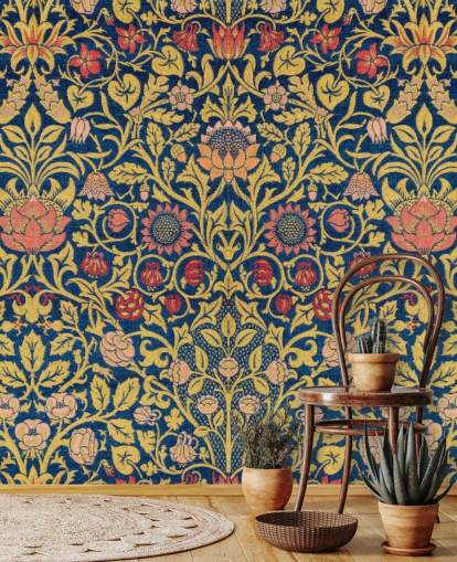 mørk floral vintage mønster tapet