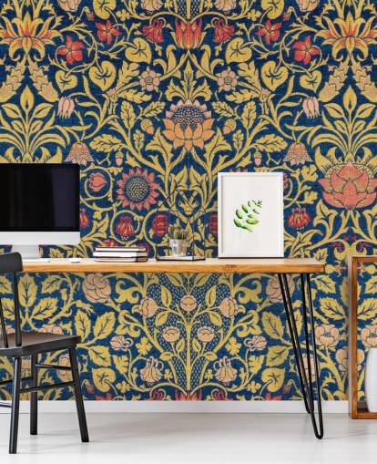 dunkle Blumen Vintage-Mustertapete