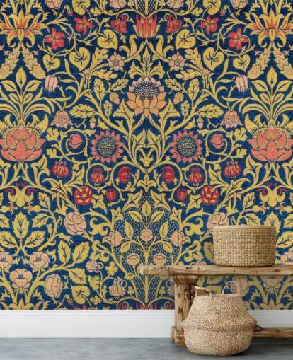 dunkle Blumen Vintage-Mustertapete