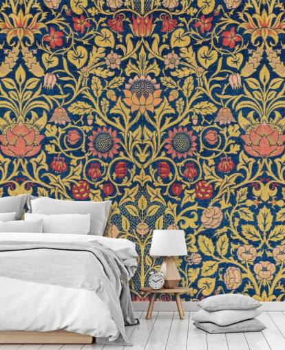 papel de parede padrão vintage floral escuro