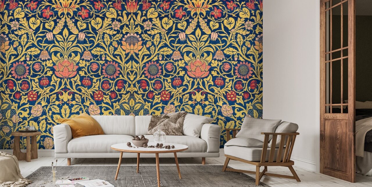 Violet and Columbine Wall Mural | Wallsauce UK