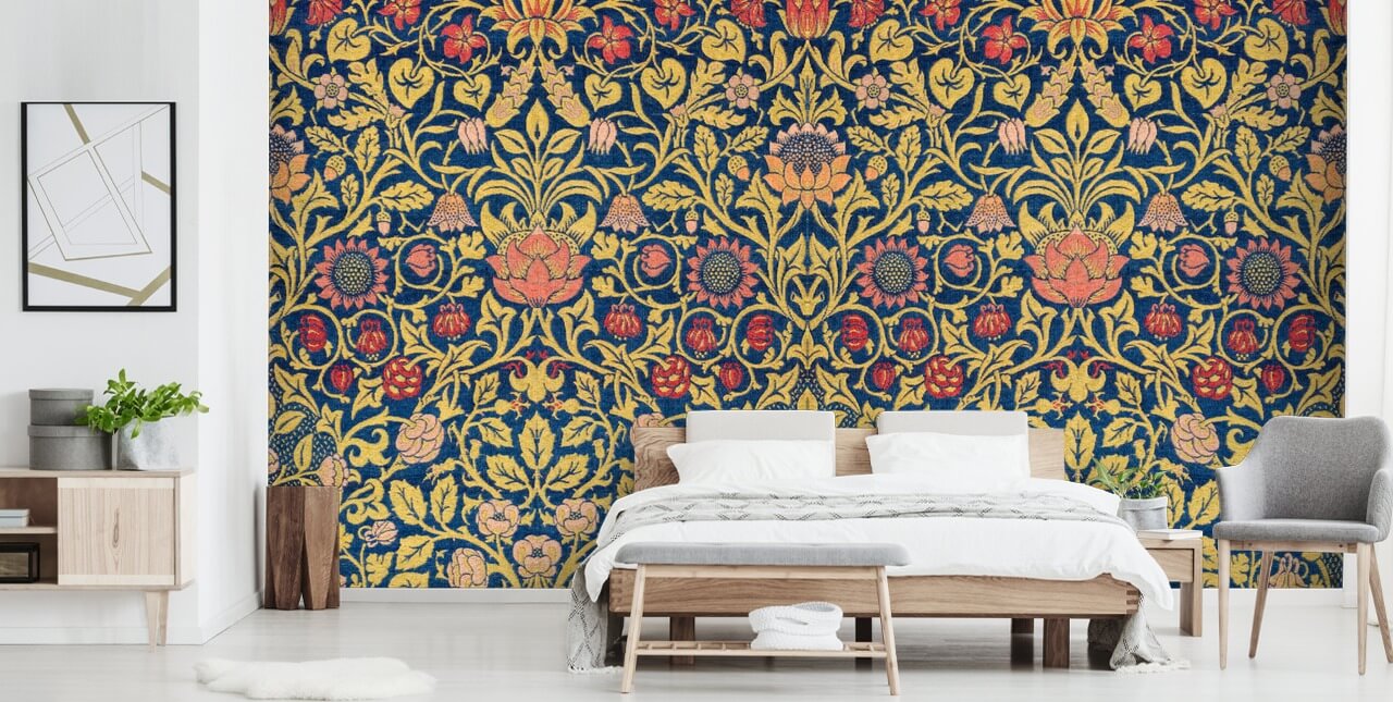 tumma kukka vintage kuvio tapetti