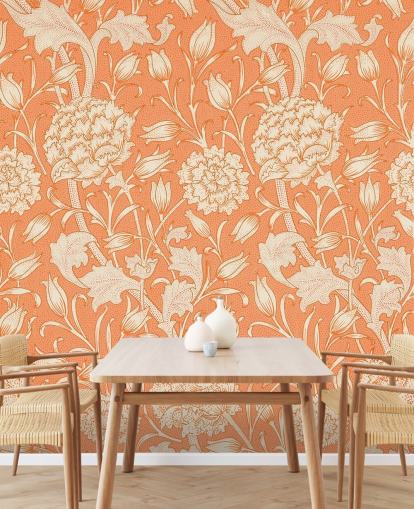 off white and orange floral wallpaper off white and orange floral wallpaper