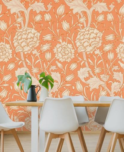 off white and orange floral wallpaper off white and orange floral wallpaper
