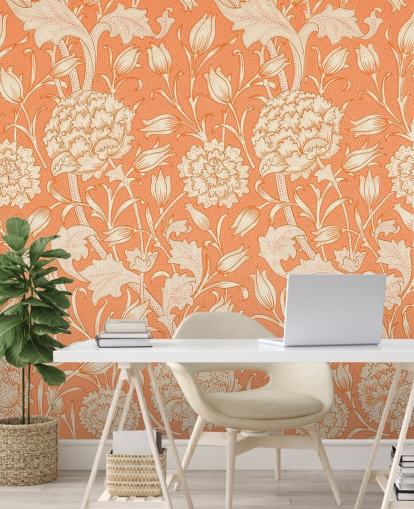 off white and orange floral wallpaper off white and orange floral wallpaper