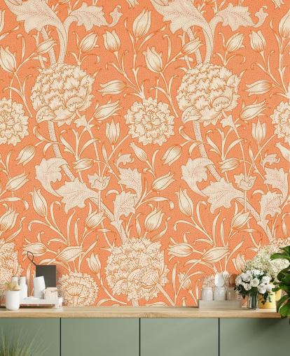 off white and orange floral wallpaper off white and orange floral wallpaper