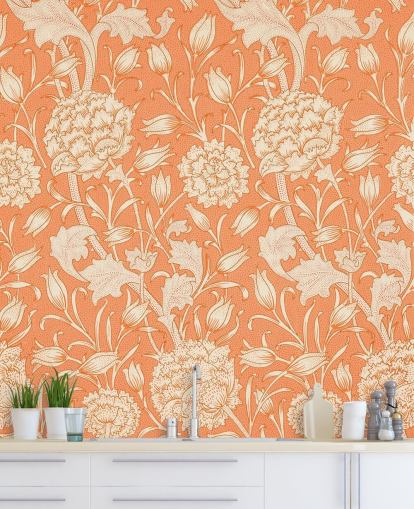 off white and orange floral wallpaper off white and orange floral wallpaper