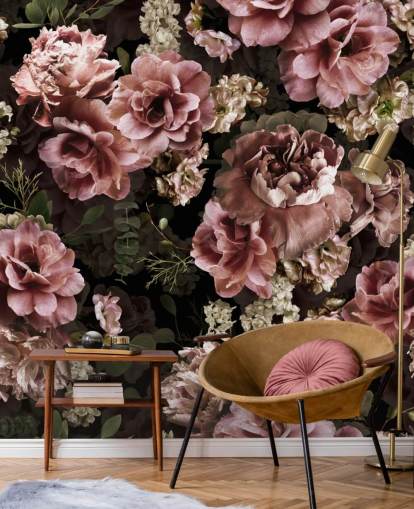 papel pintado floral oscuro rosa polvoriento papel pintado floral oscuro rosa polvoriento