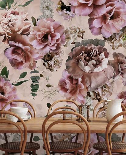 rosa og lilla floral tapet