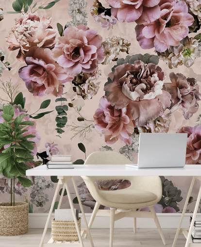 papel de parede floral rosa e roxo papel de parede floral rosa e roxo