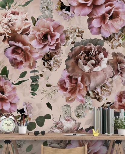 papel de parede floral rosa e roxo