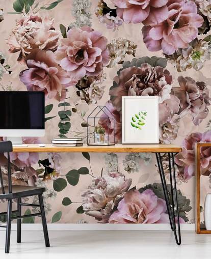 rosa og lilla floral tapet