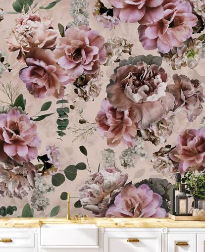 papel de parede floral rosa e roxo