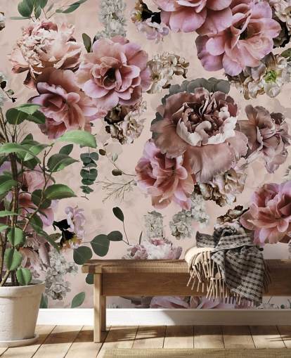 papel pintado floral rosa y morado papel pintado floral rosa y morado