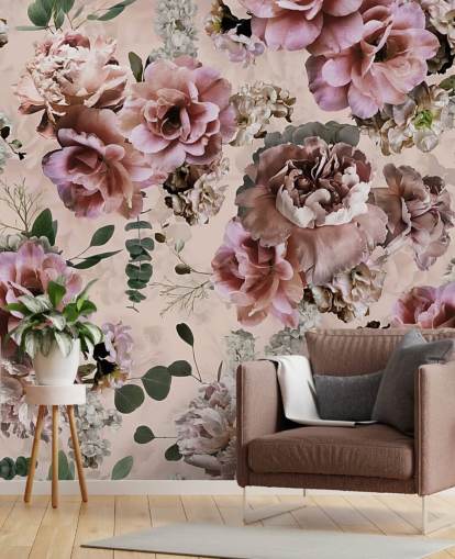 roze en paars bloemenbehang roze en paars bloemenbehang