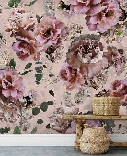 papier peint à fleurs rose et violet