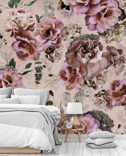 rosa og lilla floral tapet