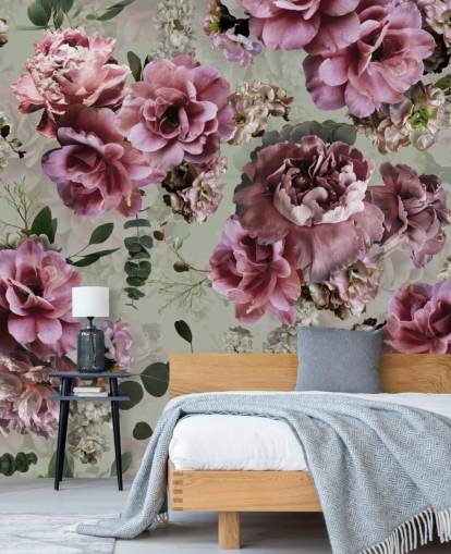 pretty pink flowers green background wallpaper