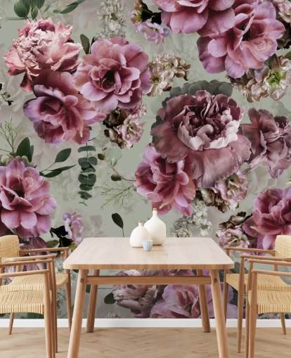 ganske rosa blomster grønn bakgrunn tapet