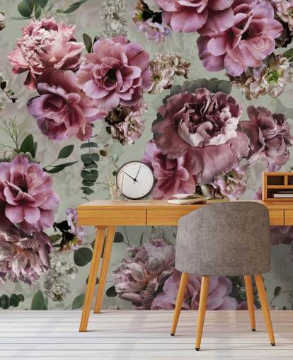 pretty pink flowers green background wallpaper