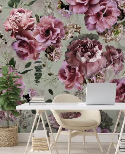 pretty pink flowers green background wallpaper