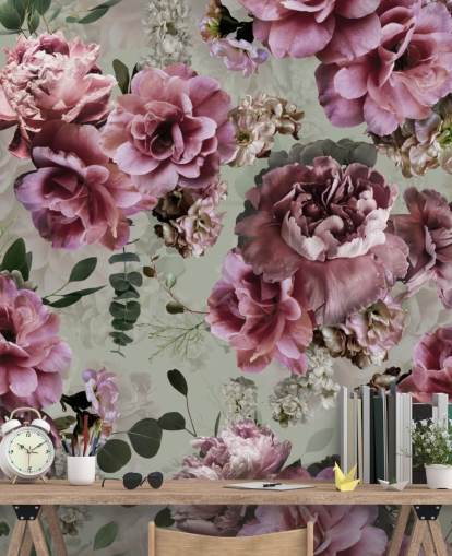 ganska rosa blommor grön bakgrund tapet